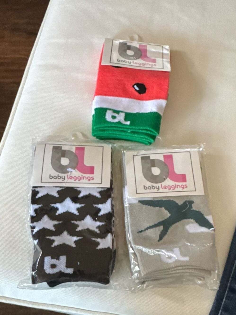 Lot of 3 NIP Baby Leggings Watermelon, Stars, and Bird Designs